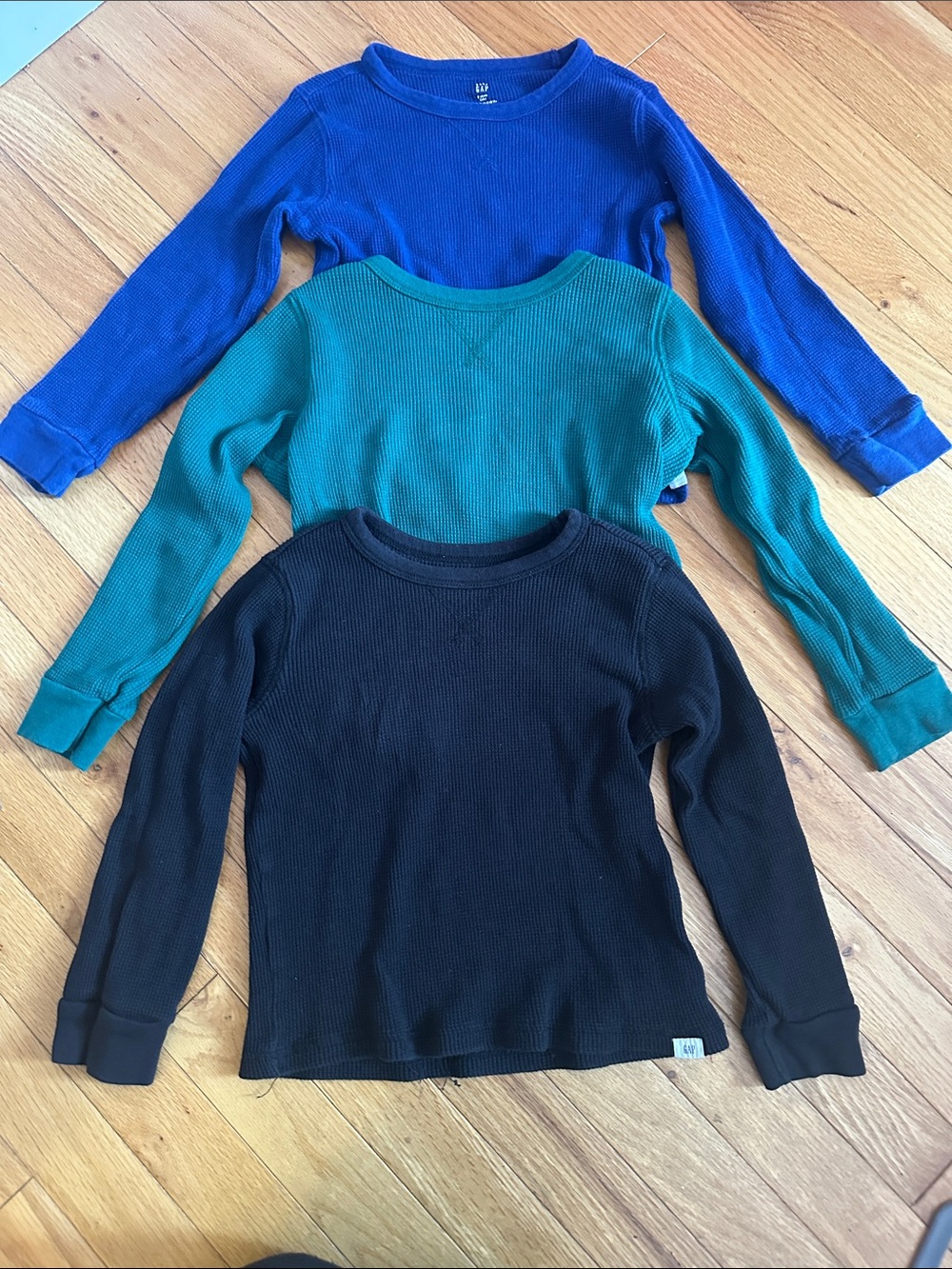 GAP  Long-Sleeve Thermal Tops Black, Green & Royal Blue
